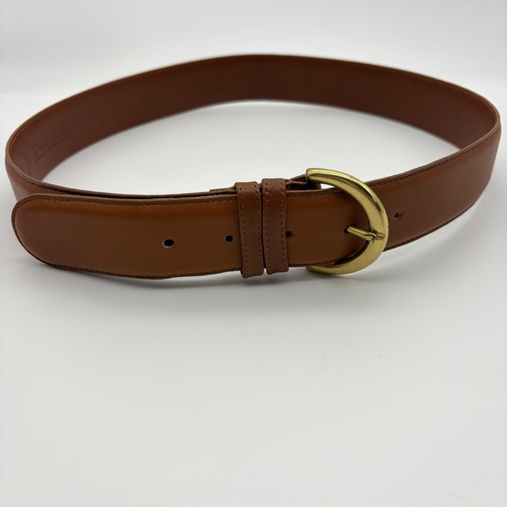 Coach 8500 Vintage British Tan Leather Belt Brass Buckle L Classic Chic Simple